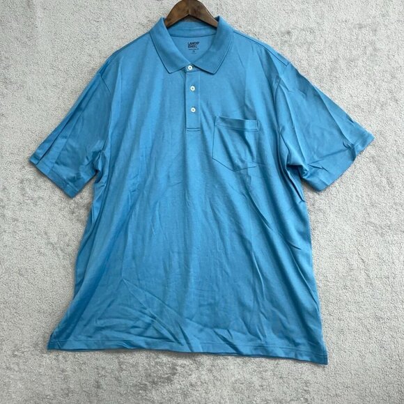 NWOT Lands' End Men's XXL Traditional Fit Blue Polo Shirt Cotton Blend - Picture 2 of 8